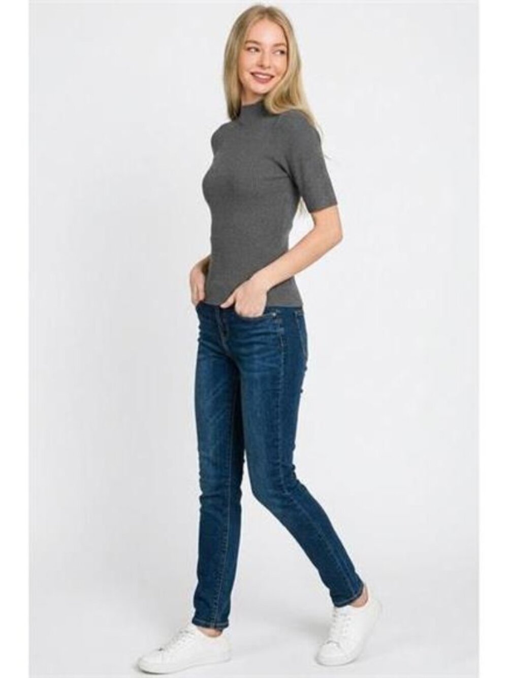 Zenana Viscose Ribbed Mock‎ Neck Sweater